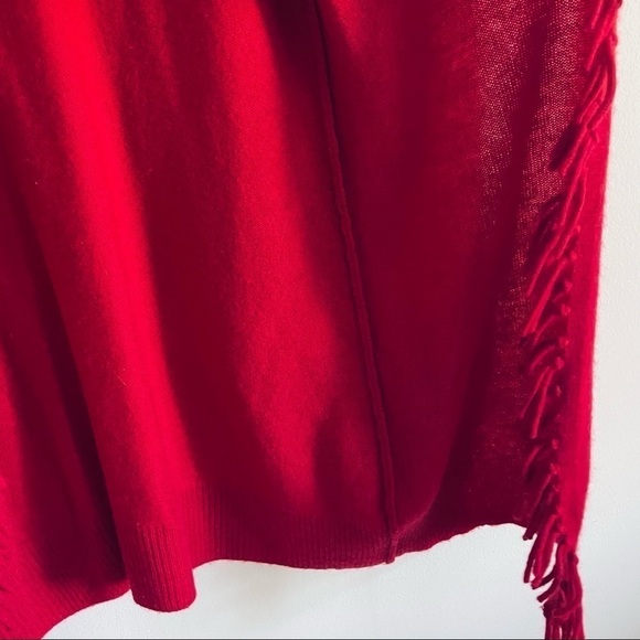 FENN WRIGHT MASON Red 100% 2-Ply Cashmere Open Cardigan with Fringe - Picture 7 of 10